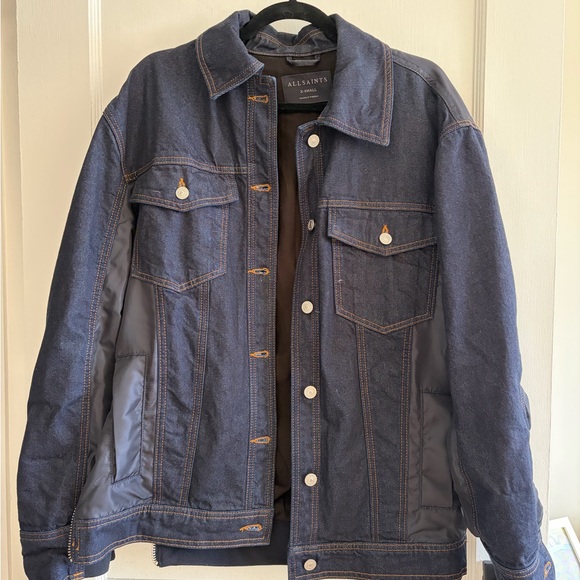 All Saints Dillan Oversized Denim Bomber Jacket - Picture 4 of 8